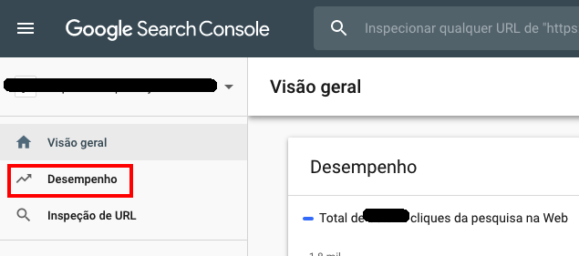 abra o google search console e clique em Desempenho