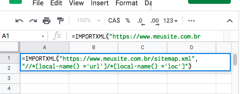 como exportar as urls do sitemap