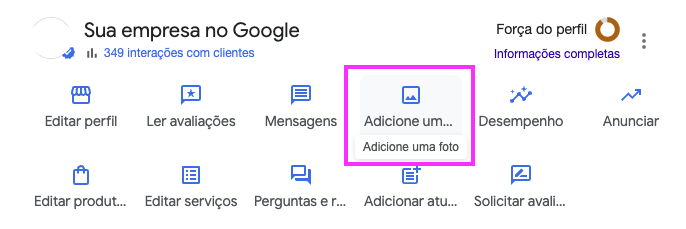 google perfil empresas - adicionar fotos